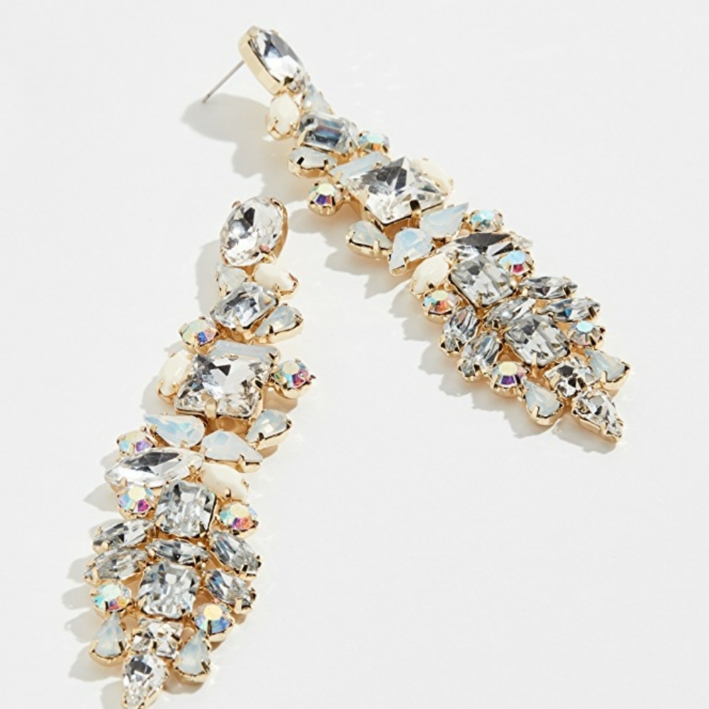 Gold-Tone Crystal Drop Earrings - Clear Crystal